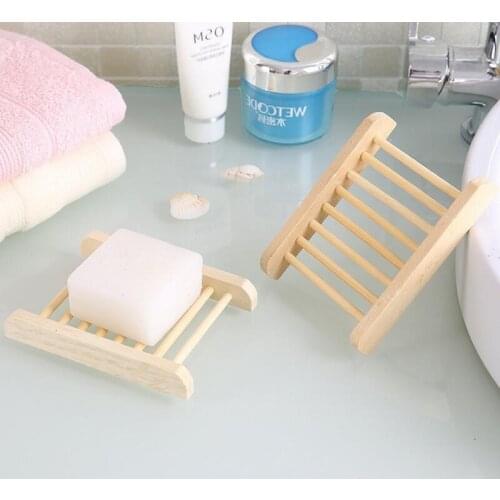 Shower Bathroom Soap Dishes Natural Wooden Soap Tray Holder Bath Soap Rack Plate Container LX8179