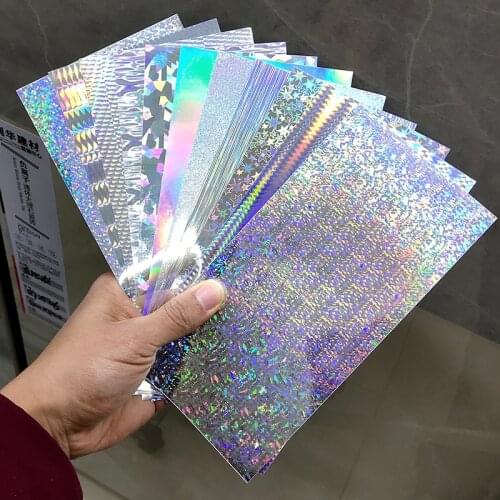 Fishing Lure Stickers 10pcs/lot 20X10cm Silver Laser Waterproof Adhesive Sticker Fishing Lure Refit DIY Material Accessories