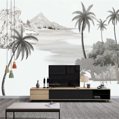 Custom Mural Wallpaper Western Painting Palm Tree Modern Minimalist Background Wall Painting
