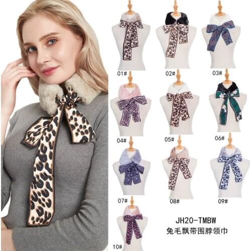 2020 New Long Skinny Leopard Printed Hair Head Scarf Winter Warm Faux Fur Neck Collar Scarves for Women Foulard Hijab Scarfs