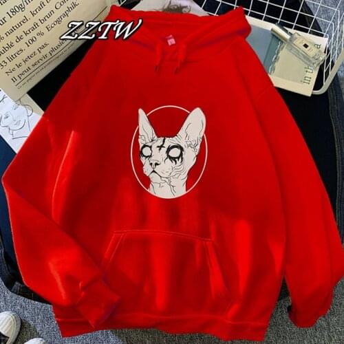 Gothic Death Metal Sphynx Cat Hoodie Black Metal Harajuku Hoodie female autumn Hoodie Hipster tops Sphynx Cat Graphic Hoodie