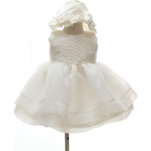 New White Lace Tulle Flower Girl Dress Little Princess Dresses Ball Gown Quality Girls Dress for Wedding Party/Birthday