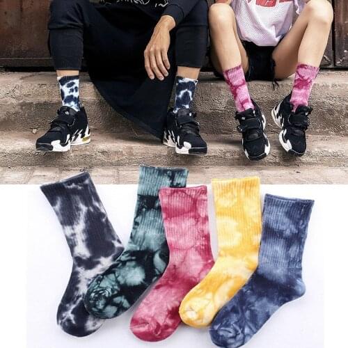 New Cotton Skate Socks Men Women Sock Knee-high Funny Cycling Running Hiking Tie Dye Sox harajuku Casual happy socks