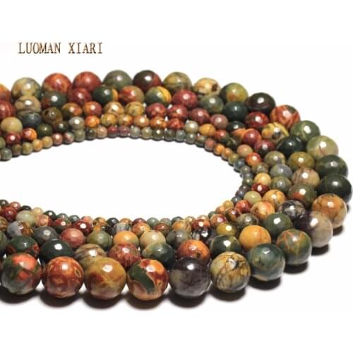 Wholesale AAA+ Mix Color Faceted Picasso Natural Stone Beads Jewelry Making DIY Bracelet Material 4/ 6/8/10/12 mm Strand 15