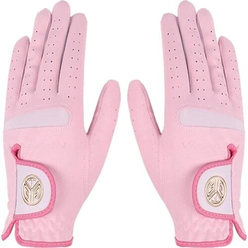 1 Pair Golf Gloves With Elastic Band Ladies Soft Microfiber Cloth Sunscreen Breathable Wear-Resistant Washable Golf Gloves