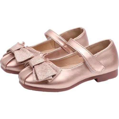 New Spring Autumn Girls Casual Shoes Children Leather Shoes Black/Gold/Pink Princess female Students Shoes 3 Color EU 21-36