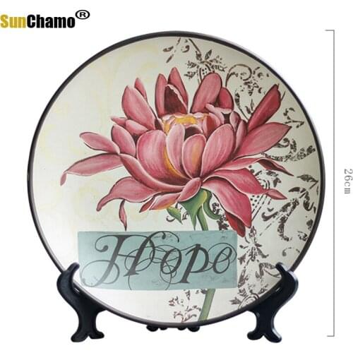 American Simple Creative Ins Decoration Ceramic Sunflower Pendulum Plate Hanging Plate Wall Mural Living Room Decoration Sitting