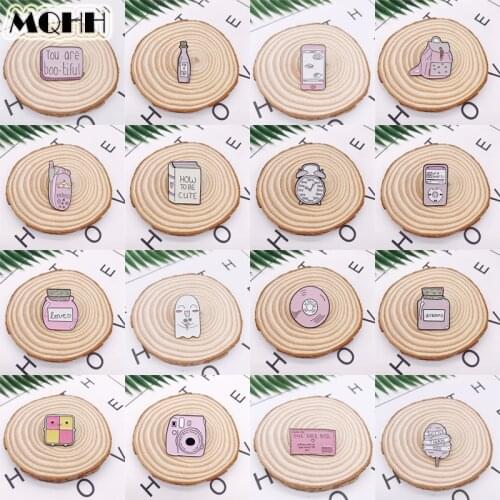 Cartoon Pink Wishing Bottle Phone Backpack Camera Alarm Clock Enamel Brooch Smiley Bones Ghost CD Smiley Alloy Badge Pin Jewelry