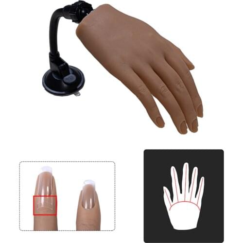 Professional Silicone Nail Art Training Hand with Bracket Flexible Bendable Nail Practice Model Fake Nail Printer Manicure Tool