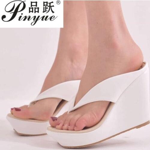 Size 33--42 Platform Wedges Sandals Wedges Flip Flops High Heel Sandals Slippers White Beach Sandals Bohemia Flip Flops