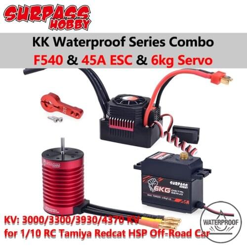 Surpass Hobby COMBO Waterproof ESC Brushless Motor F540 3000/3300/3930KV with 45A ESC 6kg Metal Servo for HSP 1/10 RC Tamiya Car