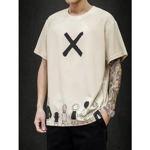 Streetwear White Beige black Plus size 3xl 4xl 5xl Short Sleeve T Shirt Men Summer High Quality Letter print man T-shirts Tees