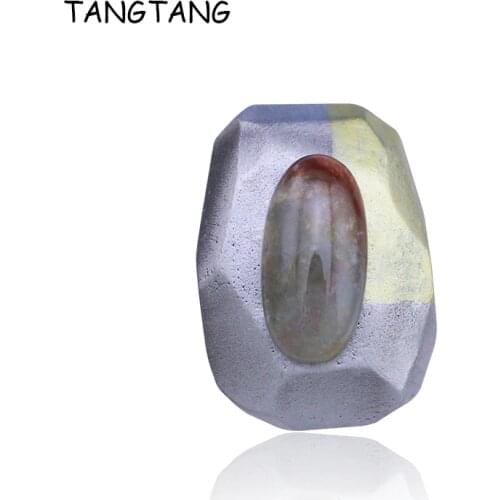 TANGTANG Vintage Brooch For Women Rectangle Shaped Brooch Pin With Nature Stone Tin Alloy Brooches Wedding Bouquet Brooch Charm