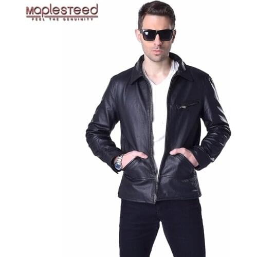 MAPLESTEED Brand Mens Leather Jacket 100% Real Cowhide Black Brown Vintage Thick Bomber Men Genuine Leather Jackets Winter 167