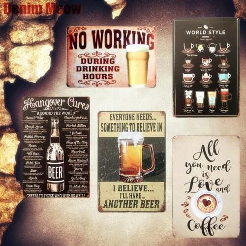 Beer Around The World Vintage Metal Tin Signs Cafe Bar Farmhouse Decorative Plates Drinking Hours Posters Wall Home Decor MN91