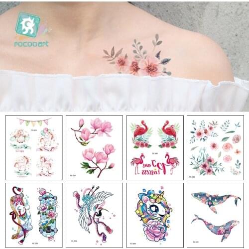 Flower Waterproof Temporary Tattoo Stickers for Women with blossom Unicorn Butterfly Design Body Temporary Fake Tatoo