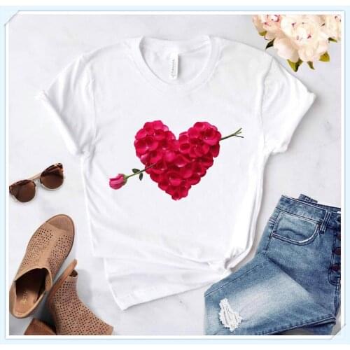 Love Graphic Printing T-Shirt Gothic Aesthetic Clothes Womens Tshirt Casual Basis O-Collar White Shirt Short Sleeve Ladies