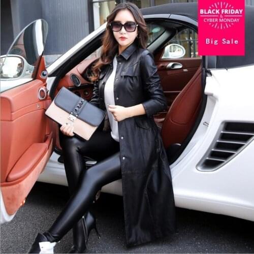 2018 autumn and winter new motorcycle clothing female large size single breasted slim was thin windbreaker leather jacket L1246