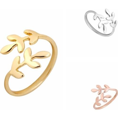 Jisensp 2019 New Fashion Simple Tree Branch Leaves Open Ring Women Girls Wedding Rings Adjustable Size For Party Gift