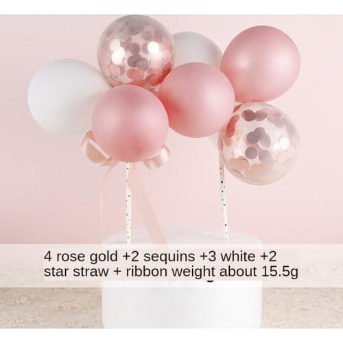 1set Creative 10pcs 5inch Balloon Cake Topper Set Birthday Party Decoration Cake Toppers Baby Shower Wedding Decor Supplies
