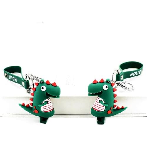 2019 New Cute Dinosaur Keychain Key Ring Fashion Cotton Stuffing Cartoon PU Key Chain Creative Car Bag Phone Key Ring