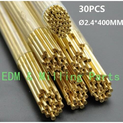 30PCS CNC 2.4*400MM Brass Electrode Multi-Hole Tube Fit EDM Drilling Machine Parts For Drilling Machine Mill Part