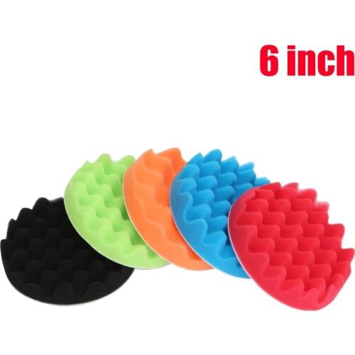 5Pcs 6 inch 150mm Buffing Polishing Sponge Pads Kit Car Polisher Soft Wave Foam Waffle Pad Car Wash Cleaning Detailing Tool