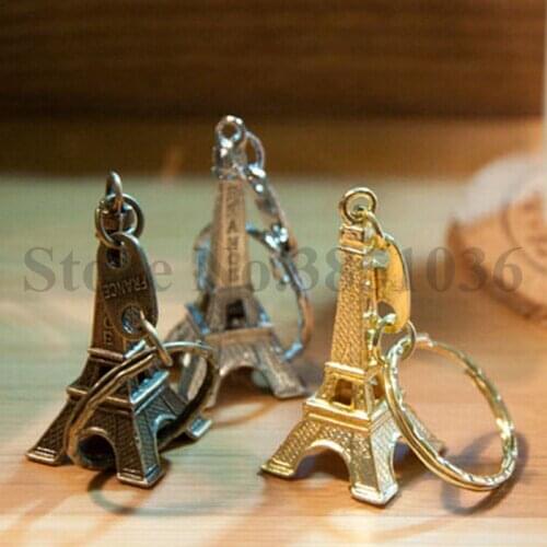 50 pieces/lot France Eiffel Tower Key Rings Keychain Promotion Gift Key Ring