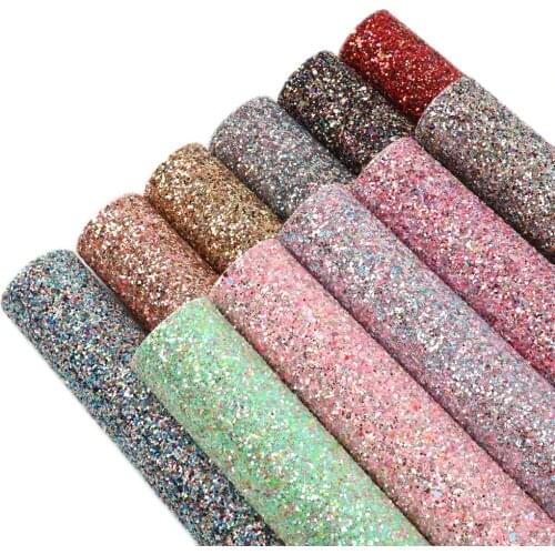 David accessories 20*33cm Chunky Glitter Sequins Faux Synthetic Leather Fabric DIY Bow Bag Material Home Decoration,1Yc8248