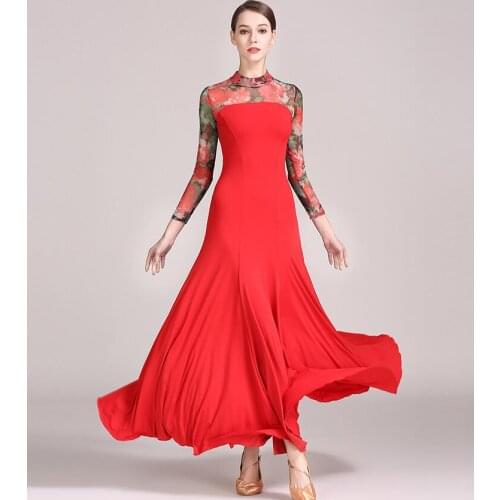 Ballroom Dress Women Ballroom Dance Practice S9032 Modern Waltz Standard Dance Dress Ballroom Competition Dress red green blue