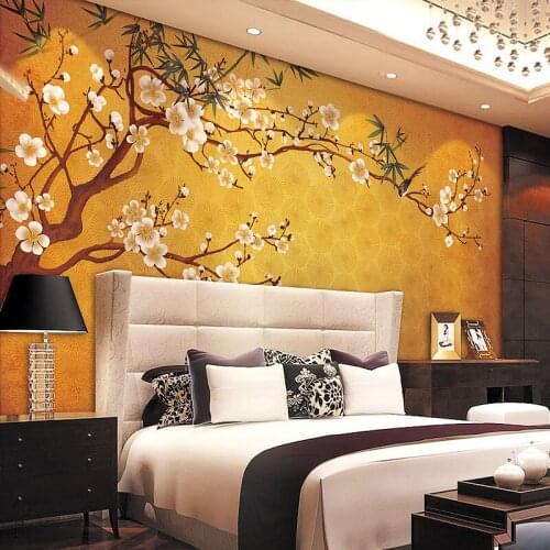 Beibehang papel de parede TV background wallpaper customized 3d decorated living room den seamless green flower spinning Bumei