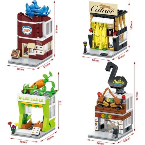 SEMBO Blocks Mini Shop DIY Building Bricks Micro street Store 3D Architecture Educational Kids toys Girls Gifts SD6054-SD6057