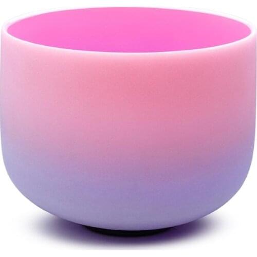 432HZ Rainbow Color Chakra Quartz Frosted crystal singing bowl 10 inch for sound healing