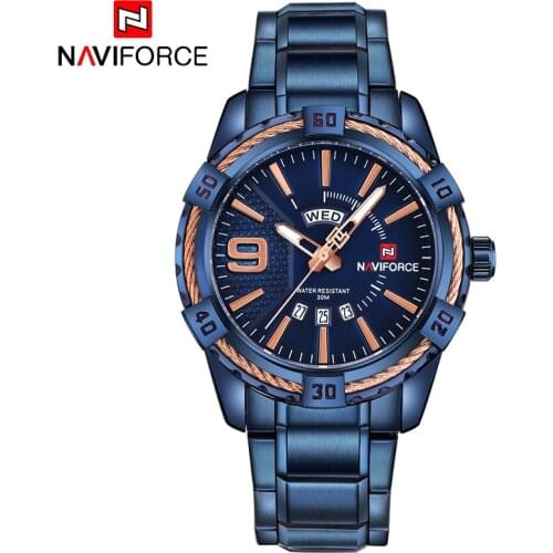 2018 New Luxury Brand NAVIFORCE Men Sport Watch Mens Quartz 30M Waterproof Clock Man Full Steel Auto Date Military Wristwatches