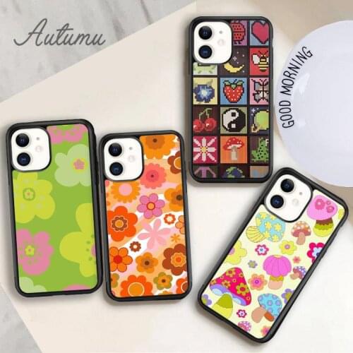 70s Groovy Heart Hearts Phone Case for iPhone 11 12 Pro Max mini X XR XS SE 2020 5 6S 7 8 Plus Samsung Galaxy S8 S9 S10 Cover