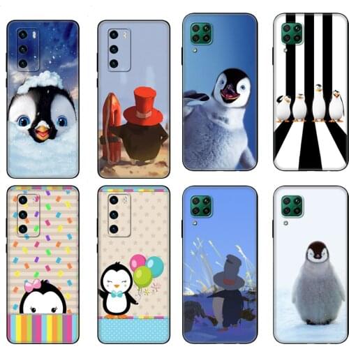 Black tpu Case For Huawei P30 Lite P30 Pro P40 Case For Huawei P40 LITE E P Smart 2020 Case Cover Cute arctic penguin