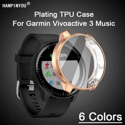 Colorful Soft Silicone TPU Plating Case For Garmin Vivoactive 3 Music Smart Watch Cover Protective Bumper Screen Protector Shell