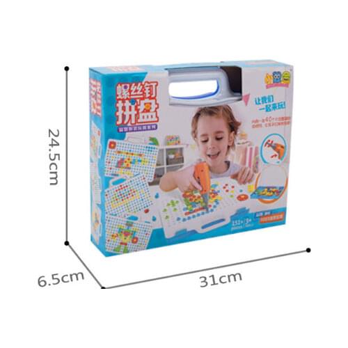 Drilling Screw 3D Creative Mosaic Puzzle Toys For Children Building Bricks Toys Kids DIY Electric Drill Set Boys Educational Toy