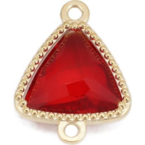 DoreenBeads Copper & Glass Connectors Triangle Gold Setting Green Faceted 16mm( 5/8") x 12mm( 4/8"), 5 PCs