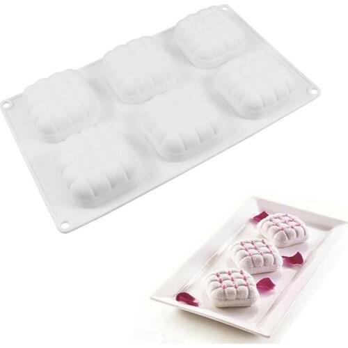 6Hole Pillow Shape Square Silicone Mold Classic French Mousse Cake Tool Microwave Bakeware White Mousse Mold Kitchen Baking Mold