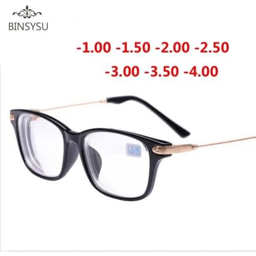 Finished myopia glasses black frame metal gold legs Transparent lens sighted prescription glasses -1 -1.5 -2 -2.5 -3 -3.5 -4