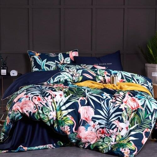 Soft Silky Bedding Set 4pcs Satin Egyptian Cotton Duvet Cover Set Bed Cover Sheets Pillowcase King Queen Size Bed Linens #s
