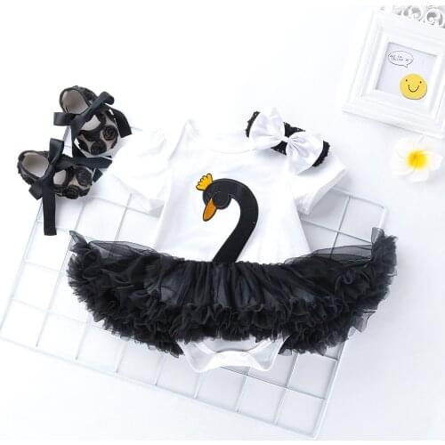 New three piece neonatal creeping suit little girl creeping suit dress + headdress girl suit neonatal Tutu dress