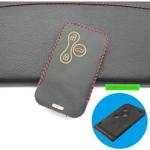 Leather 3 Buttons Car Key Cover Case Protector Skin Smart Card For Renault Clio Logan Megane 2 3 Koleos Scenic