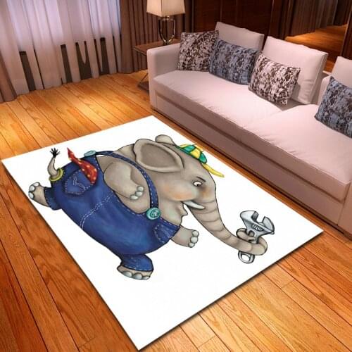 Creative Dog Elephant Cartoon Printed Carpets For Living Room Soft Carpet Cute Kids Room Rugs Chair Mats Bedroom Floor Computer
