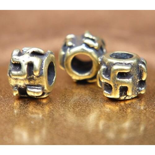 Brass Swastika Buddhist Symbol Paracord Beads DIY Umbrella Rope Bracelet Accessories EDC Outdoor Survival Knife Lanyard Pendants