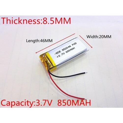 Li-po 3.7V 850mAh 852046 Lithium Polymer Li-Po li ion Rechargeable Battery cells For Mp3 MP4 MP5 GPS mobile