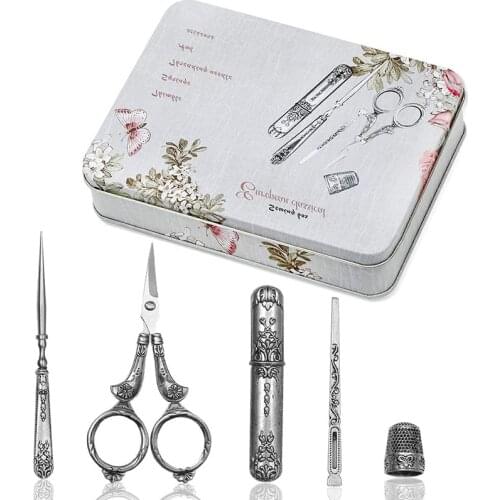 LMDZ High Quality Embroidery Scissor Fabric Thread Scissor Antique Sewing Fabric Tool Awl For DIY Sewing Needlework