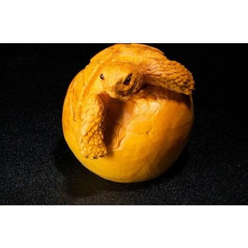6/7CM Small New Born Turtle Wood Statue Mini Figurines Boxwood Carving Handmade Carved Feng Shui Lucky Home Ornaments