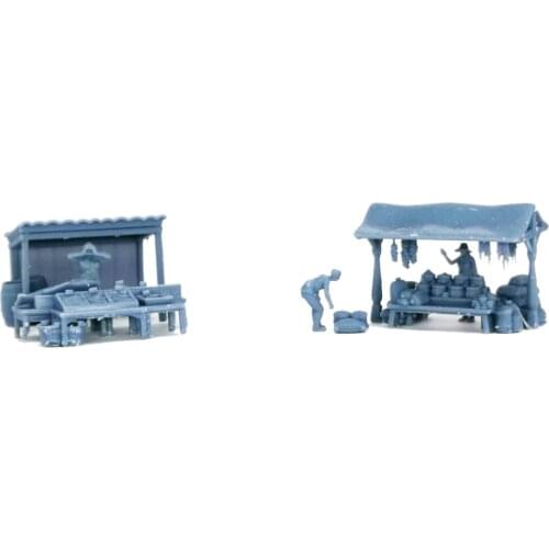 Outland Models Railway Layout Meat Spicies Market and Figures Set 1:87 HO Scale